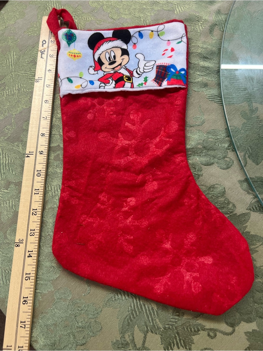 Disney Red Mickey Mouse Holiday Stocking with Festive Cuff Christmas